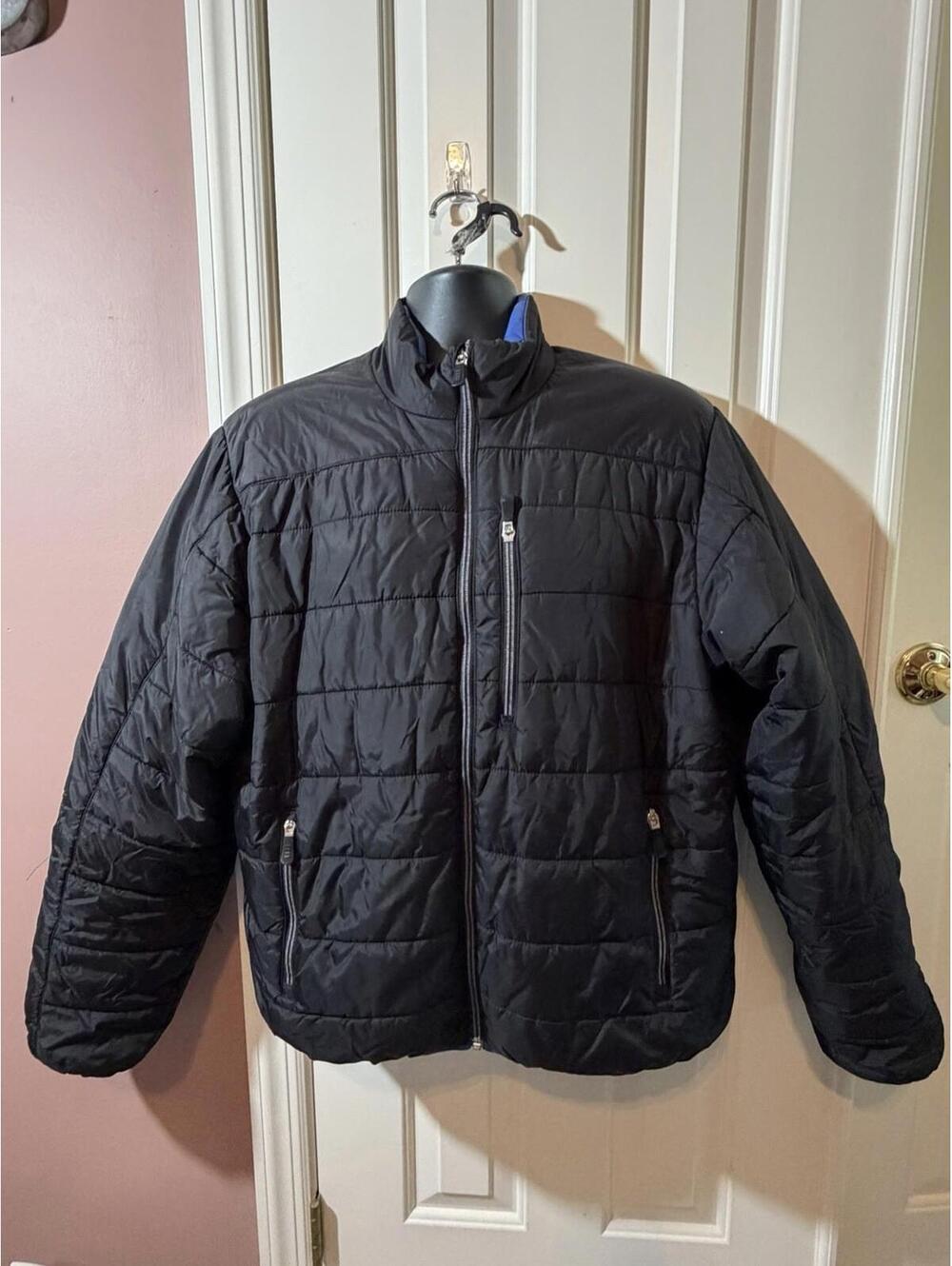 Lands End Puffer Jacket Mens Size L (42-44) Black Lightweight